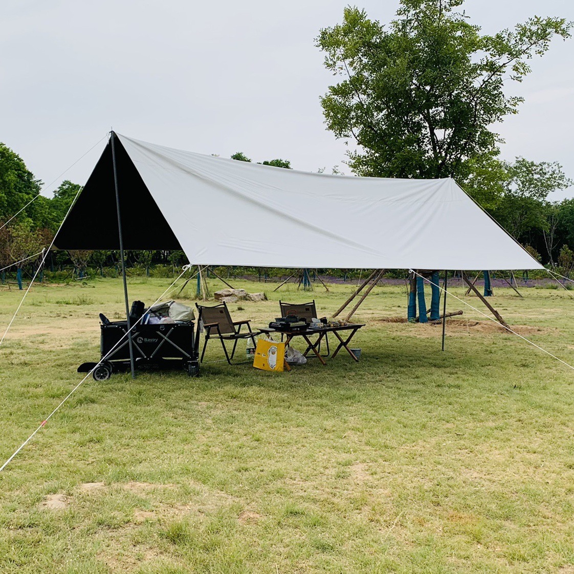 Black rubber canopy camping outdoor coated screen fabric sunshade canopy tent sun protection and UV protection camping supplies thickened pic 11