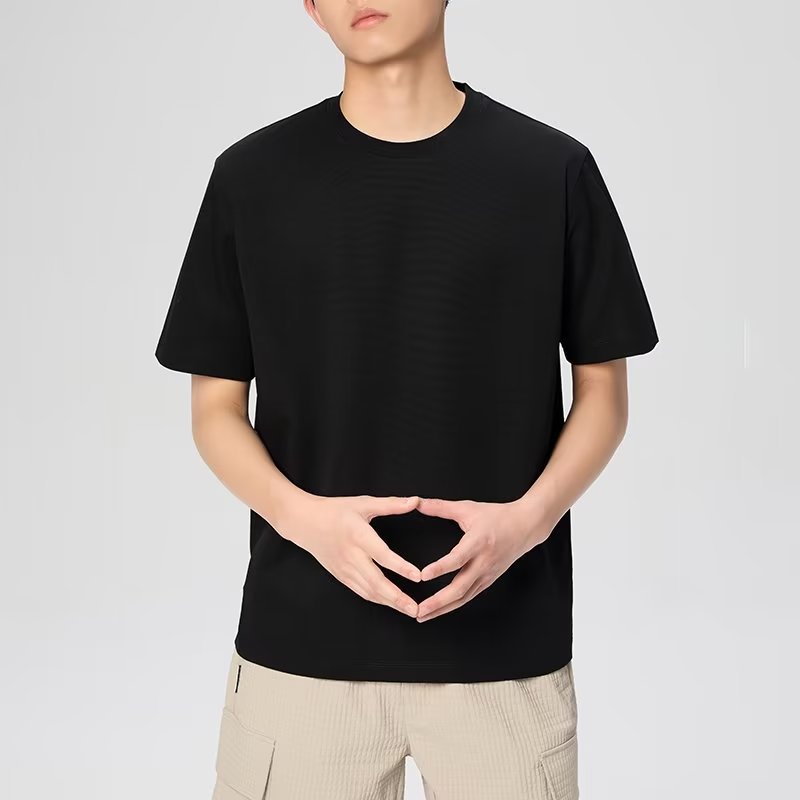 Summer liquid ammonia cotton round-neck short-sleeved T-shirt for men, simple base layer, 210g Xinjiang long-staple cotton white men's T-shirt pic 36