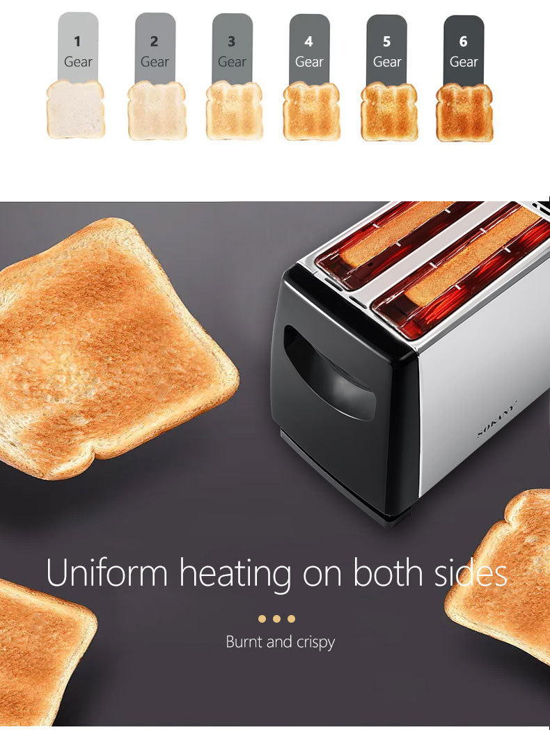 Cross-border SOKANY016S toaster, household 2-slice fully automatic breakfast machine, multi-functional toaster toaster pic 8