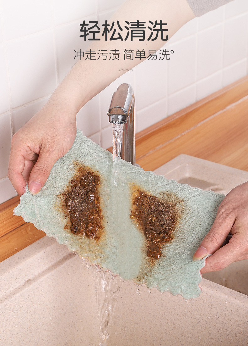Scouring pads, daily cleaning cloths, kitchen and household absorbent dishcloths, thickened dishwashing towels that do not shed fibers and are easy to clean pic 14