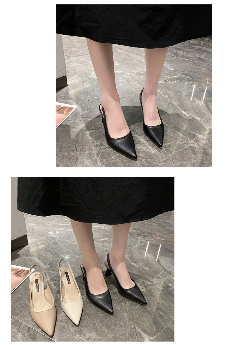 2023春夏季新款尖头高跟鞋女细跟包头凉鞋后空浅口单鞋女详情63