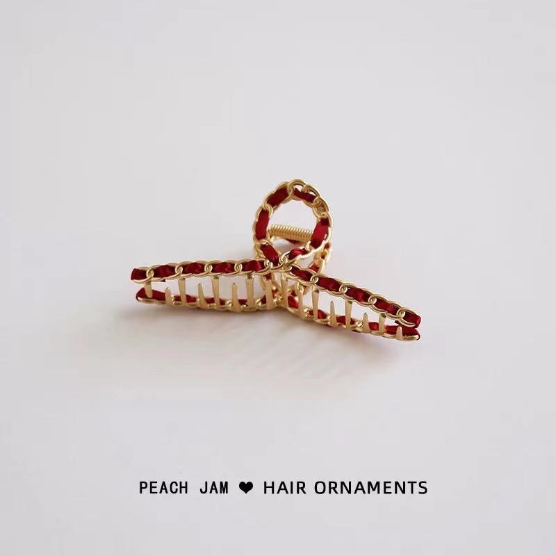 气质金属链条抓夹缠绕丝带发抓韩国ins 风鲨鱼夹发卡扎头发抓夹女详情10