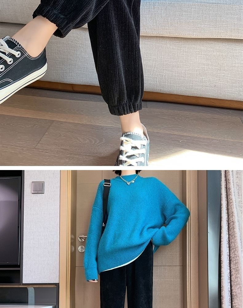 Chenille pantalones de pierna ancha mujer otoño invierno caída sentido nuevo 2022 pantalones de pana mujer slim pierna gruesa mop pants pic 10