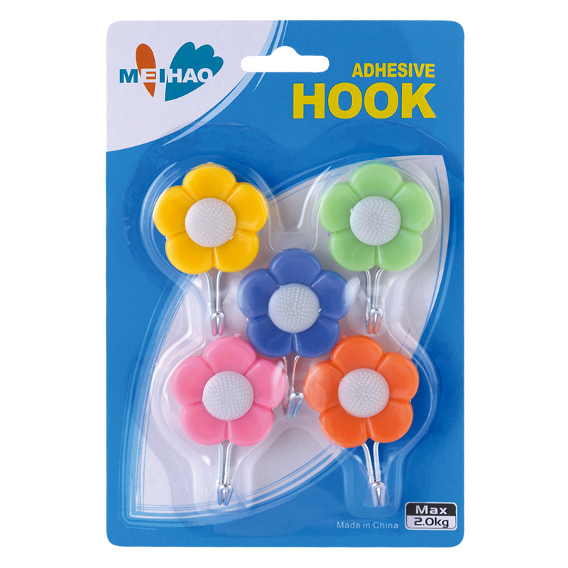5 pieces of creative flower-shaped adhesive hook suction card, plum blossom hook manufacturer wholesale pic 1