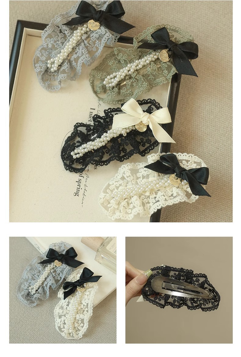 New exquisite lace bow clip, high-end large hairpin, elegant shark clip headwear for women at the back of the head pic 3