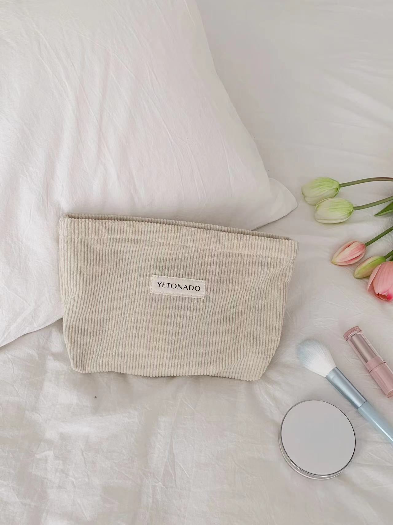 纯色灯芯绒布袋大容量化妆包手拿包收纳帆布袋收纳包便携洗漱包详情20