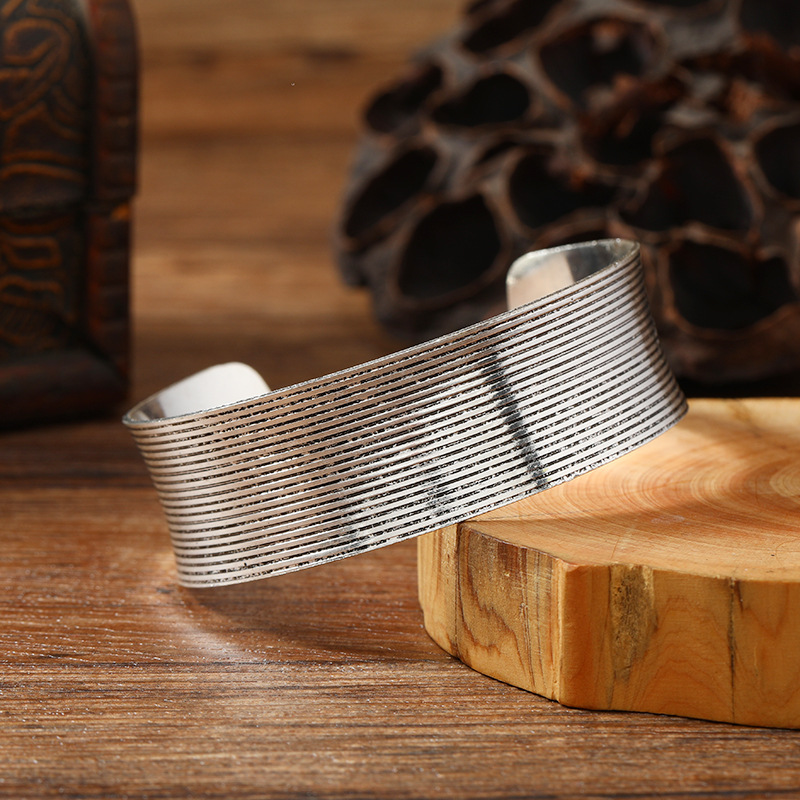 Retro metal wide open bracelet, a silver exotic bracelet with a unique European and American ethnic style, a niche accessory for women pic 7