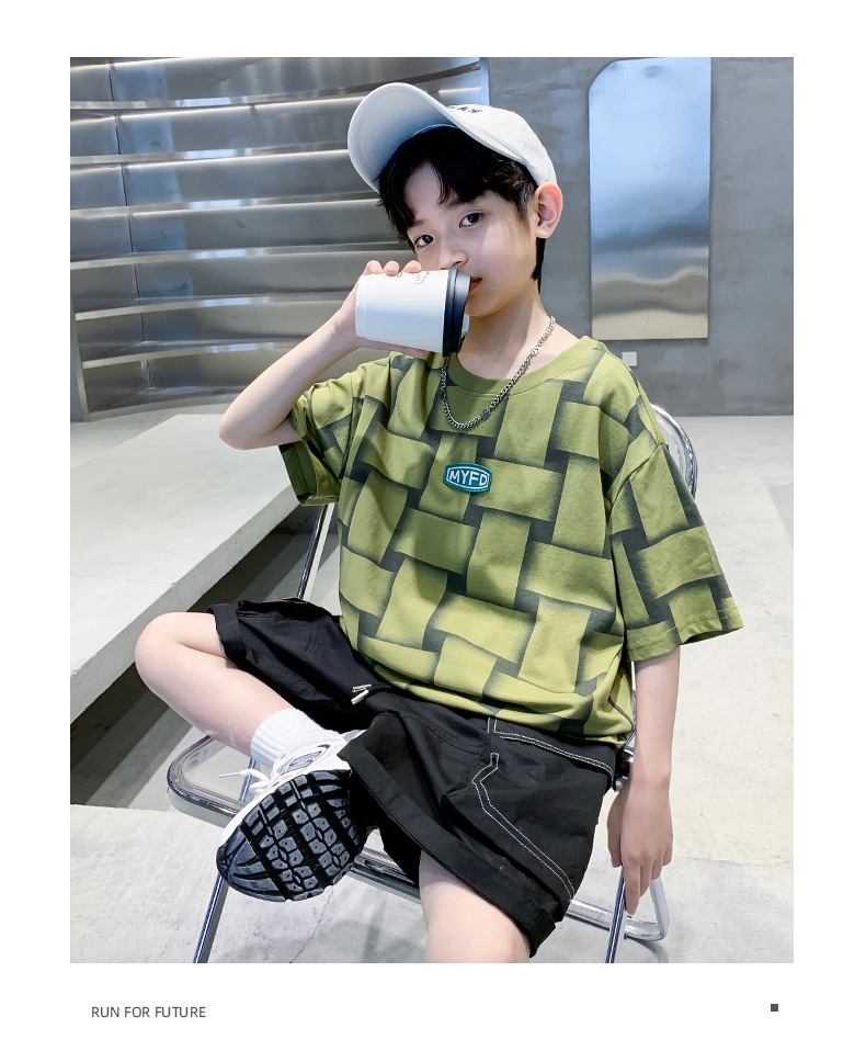 One-piece delivery service for boys' short-sleeved T-shirts, pure cotton T-shirts, summer clothes, boys' short-sleeved shirts, cool in summer pic 40