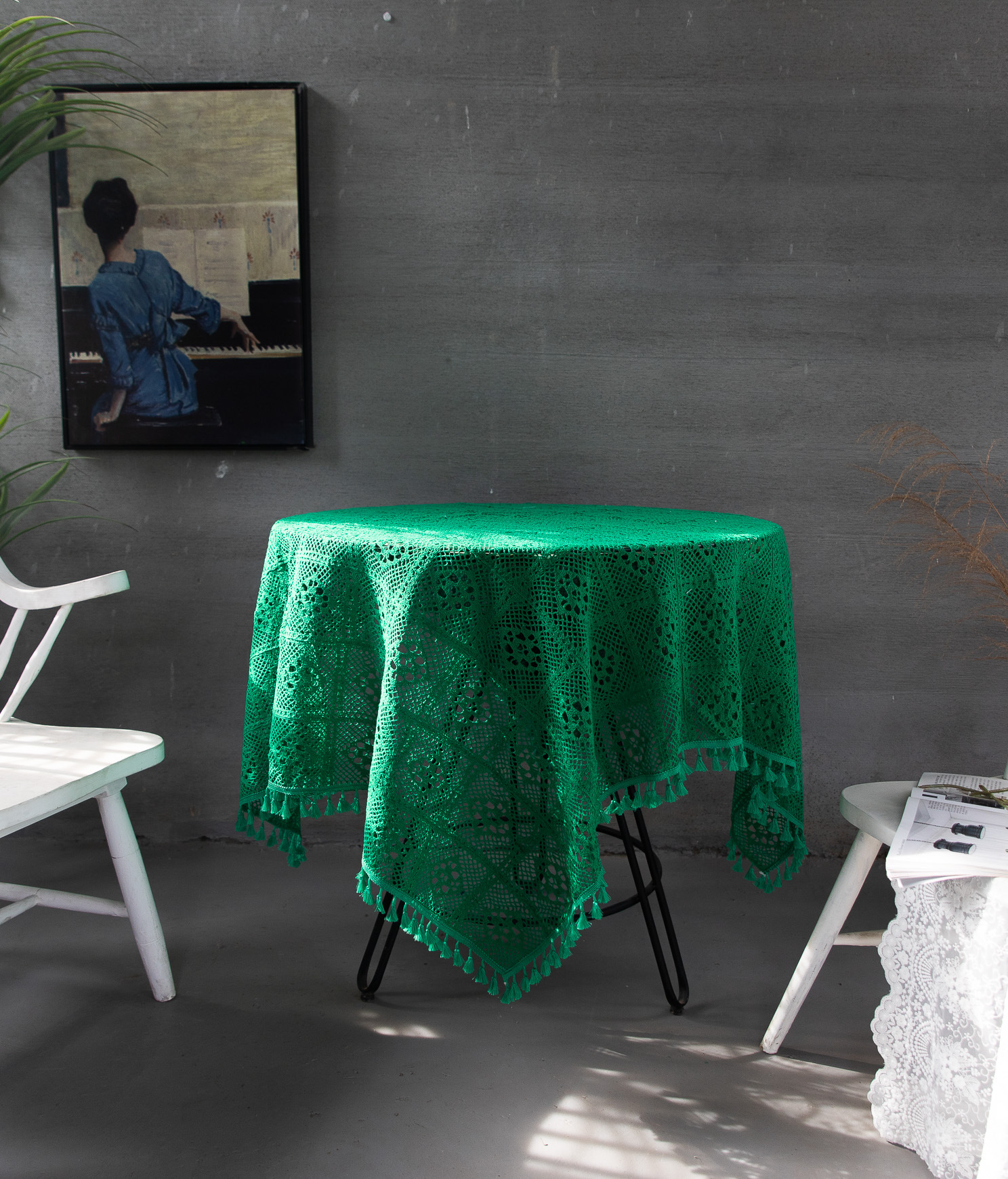 Korean hollowed-out crochet cotton thread woven tablecloths, square cultural art cross-border cover tablecloths, Taiwanese lace table MATS pic 17