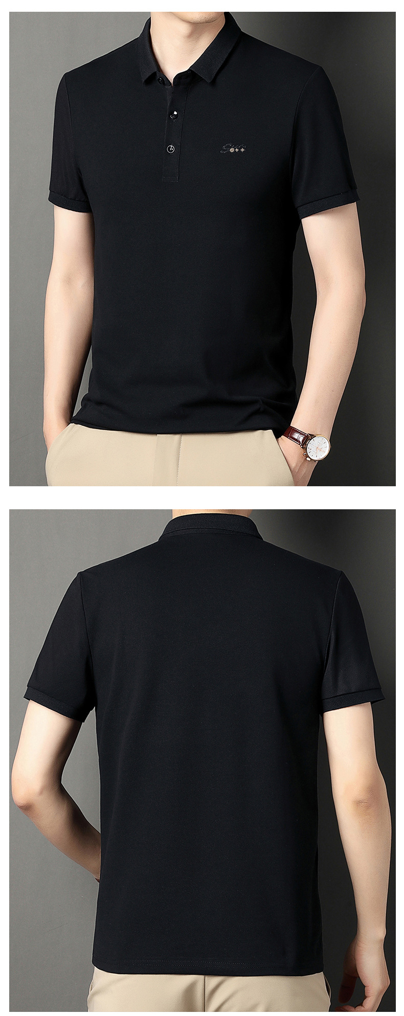 Verano 2024 solapa hombre camiseta de manga corta de algodón Polo hombre casual basis solid color tops wholesale pic 12