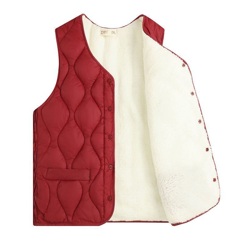 加绒加厚羊羔绒马甲女2022新款洋气马甲女保暖背心秋冬妈妈装坎肩详情16