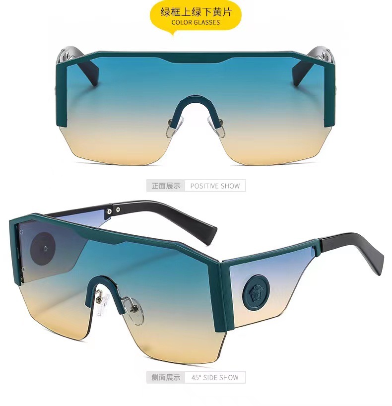 European and American fashionable one-piece glasses for men and women, large-framed sunglasses for street snaps, wide-leg anti-ultraviolet head glasses pic 14