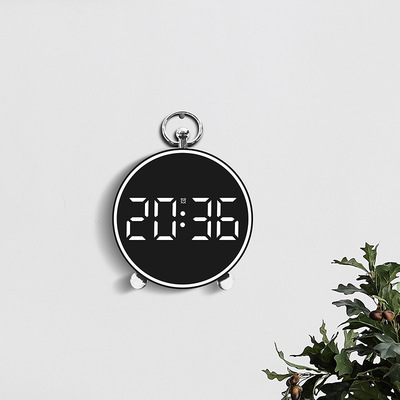 跨镜新品多功能时钟LED电子钟客厅清新挂钟可挂可立两用钟表6650详情14