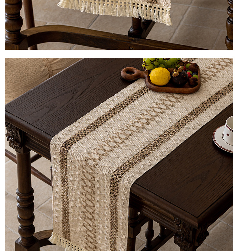 跨境新品日式棉麻编织茶旗简约复古床旗餐边柜装饰布桌旗代发批发详情19