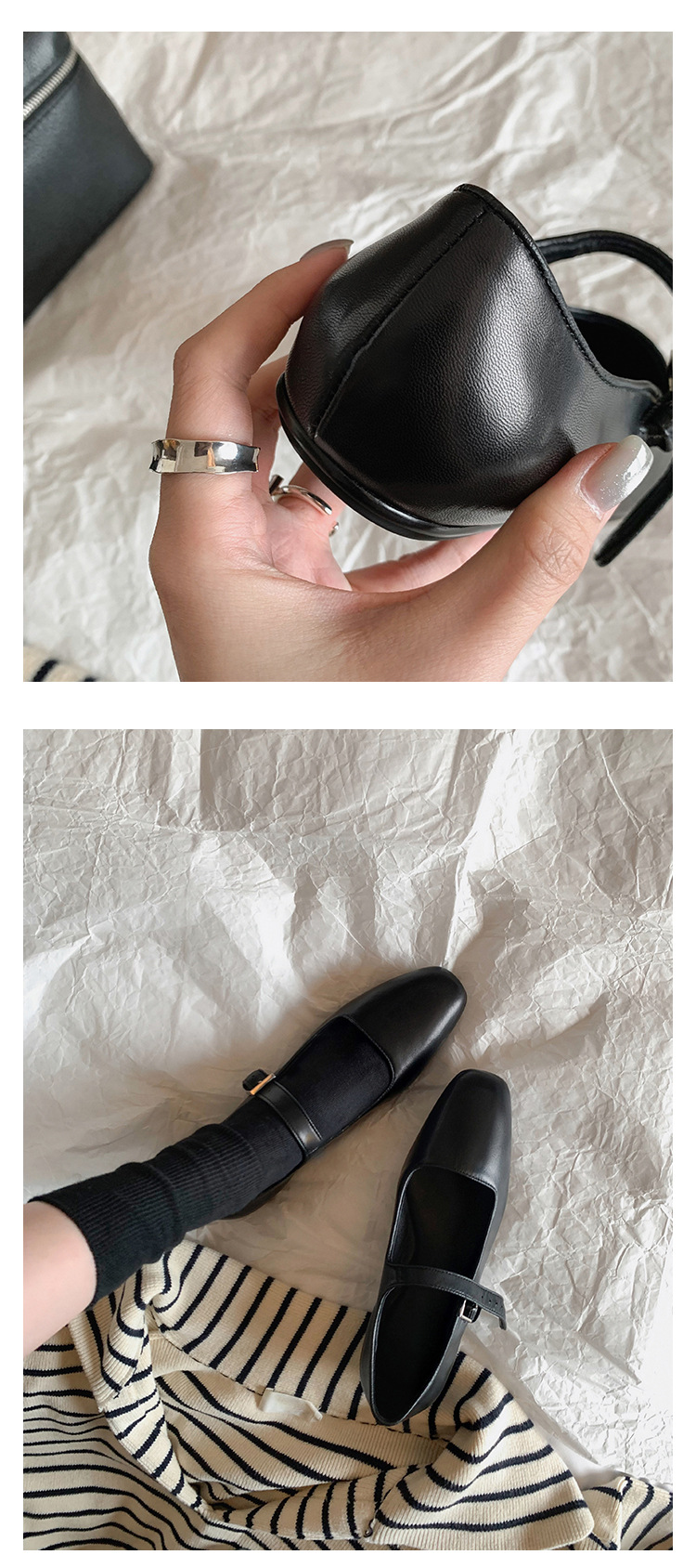 高级感羊皮软底真皮玛丽珍单鞋女鞋一字扣带浅口平底鞋小皮鞋剽鞋详情3