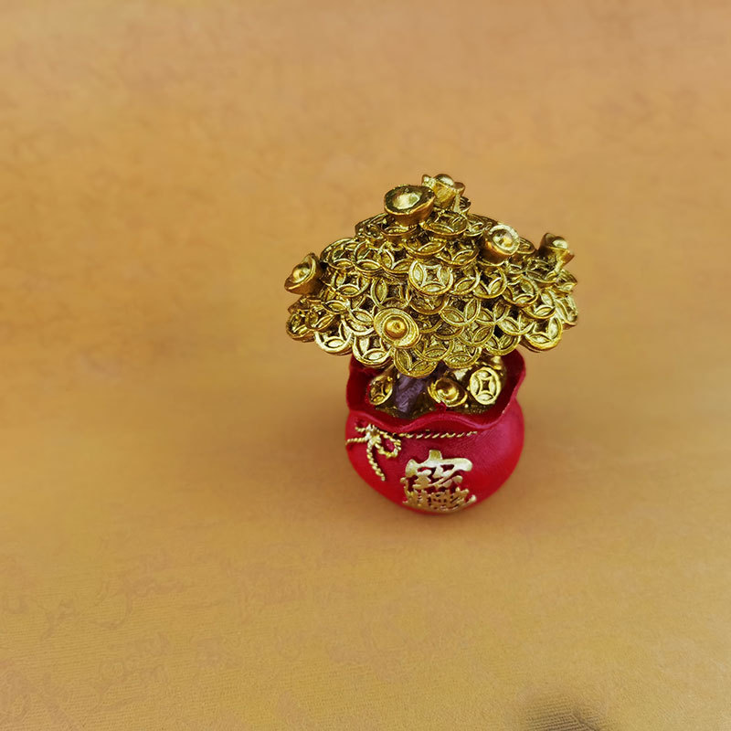 厂货供应发财树摇钱树树脂工艺品摆件财神搭配金色喜庆车饰配饰详情5