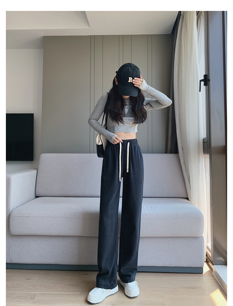 【天丝牛仔裤】2024春夏新款莱赛尔天丝棉牛仔直筒阔腿休闲女裤子详情28