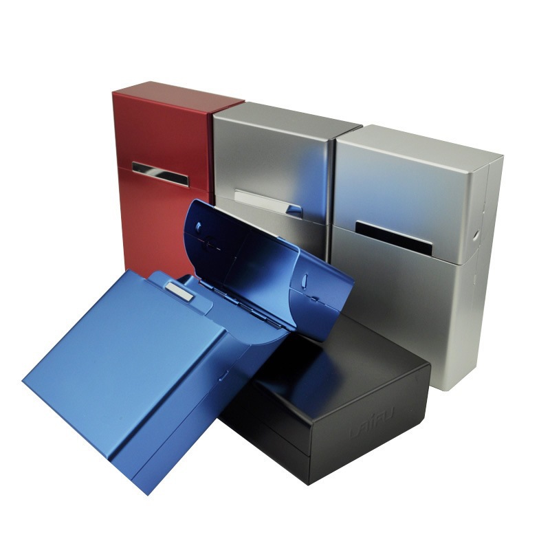 The magnetic flap aluminum cigarette box is pressure-resistant, moisture-proof, portable and can hold a whole pack of cigarettes. It can be placed in a personalized laser 20-cigarette box pic 34