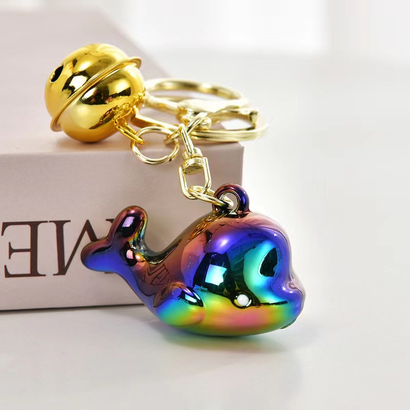 可爱炫彩鲸鱼卡通匙扣镀彩亚克力钥匙链书包挂件情侣小礼品包配饰详情8