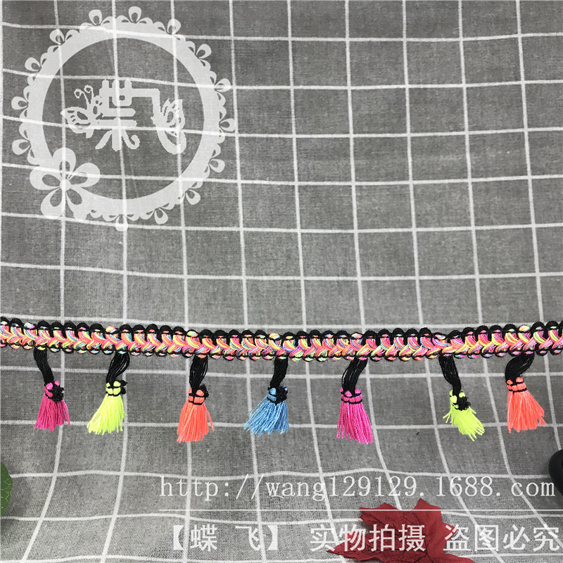 民族风蜈蚣边彩色流苏扫把花边DIY帽子围巾窗帘服装辅料花边现货织带详情20