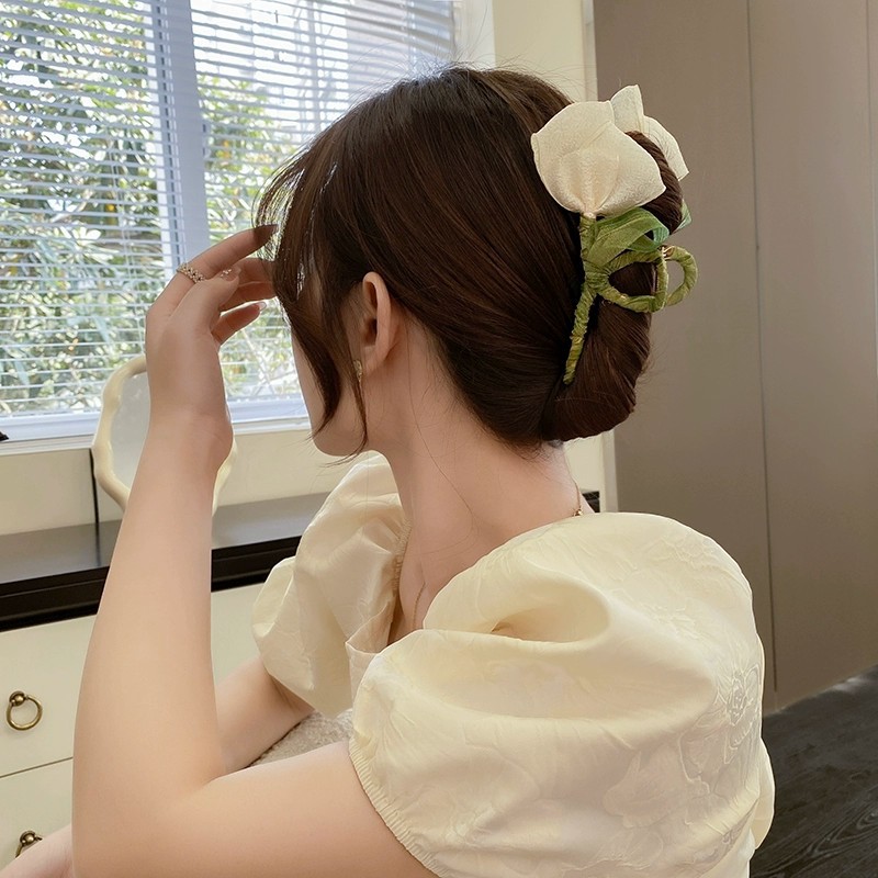 森系仙美郁金香花朵抓夹女大号发夹卡子后脑勺头饰2023新款鲨鱼夹详情8