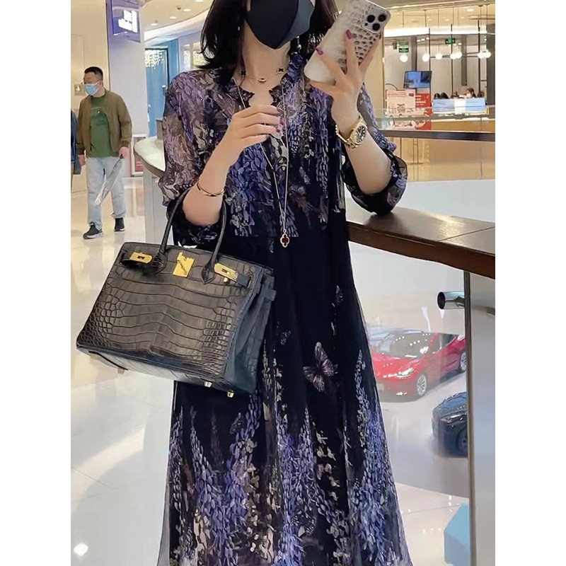 碎花连衣裙女2022夏季新款气质名媛高端轻薄大牌轻奢别致小众长裙详情3