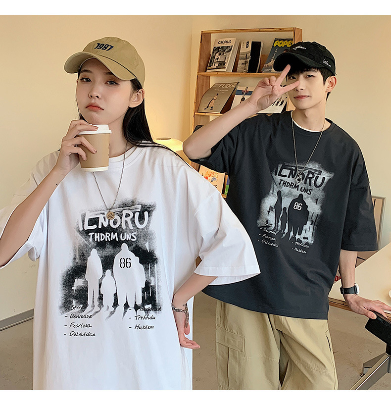 短袖t恤男夏季2025新款潮流半袖男款上衣宽松潮牌情侣五分袖衣服详情14