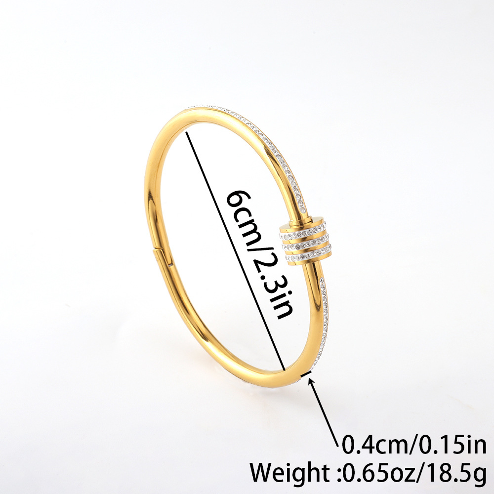 Titanium steel bracelet vacuum electroplated without color fading stainless steel bracelet, a niche and versatile light luxury high-end full diamond bracelet pic 15