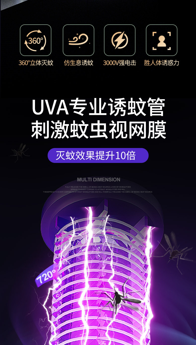二合一USB充电家用户外母婴电击式智能灭蚊灯笼捕驱蚊器详情2