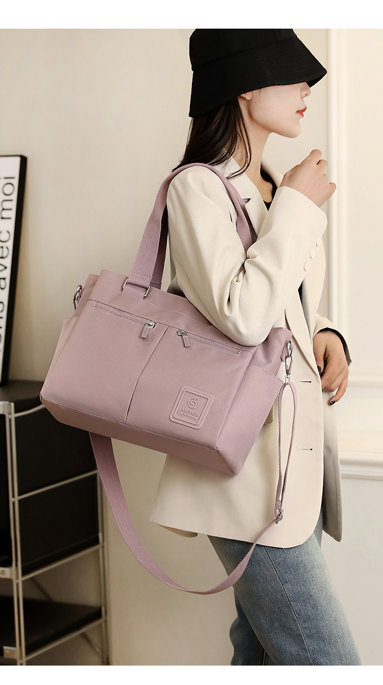 跨境女包大容量休闲尼龙托特包新款轻便单肩多隔层实用斜挎包详情18