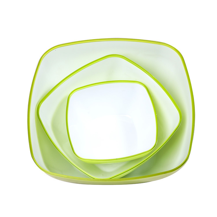 Wholesale solid-color creative new square bowls, PP material double-layer food-grade salad bowls, square two-color bowls pic 10