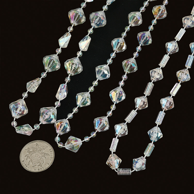 Wholesale of seven-color transparent connected beaded door curtains, diamond transparent AB colored beaded chains, wedding guiding beaded strings pic 131