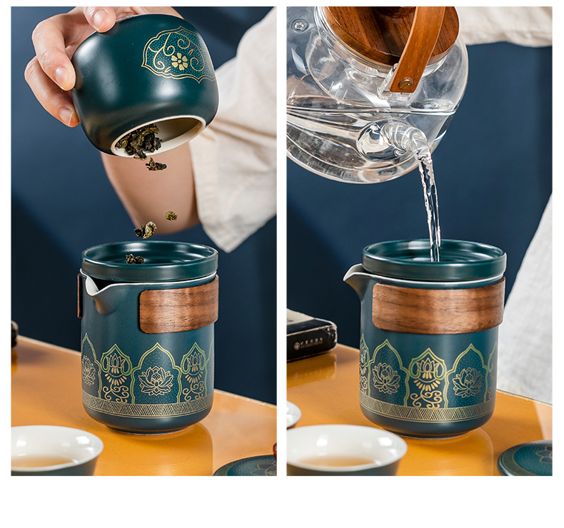 Simple travel tea set, portable outdoor kung Fu tea set, ceramic tea set, business quick customer cup gift pic 28