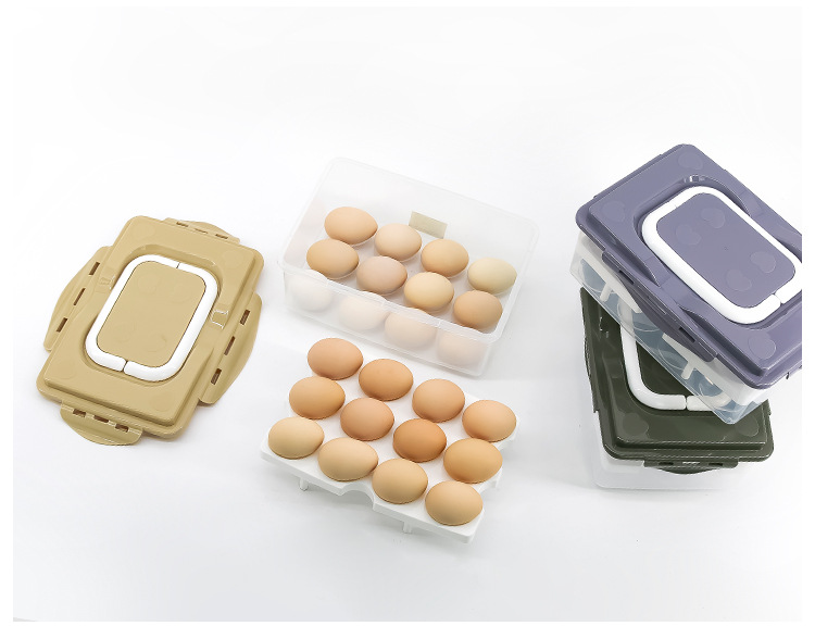 Plastic preservation box, 24-compartment egg box, refrigerator preservation storage box, double-layer tray packaging box, egg box pic 12