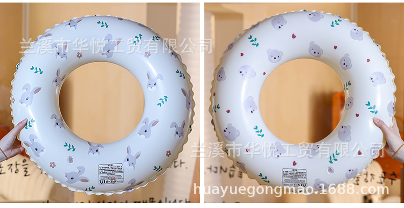 24新款卡通印花游泳圈小熊儿童宝宝充气腋下圈成人兔子泳圈批发详情7