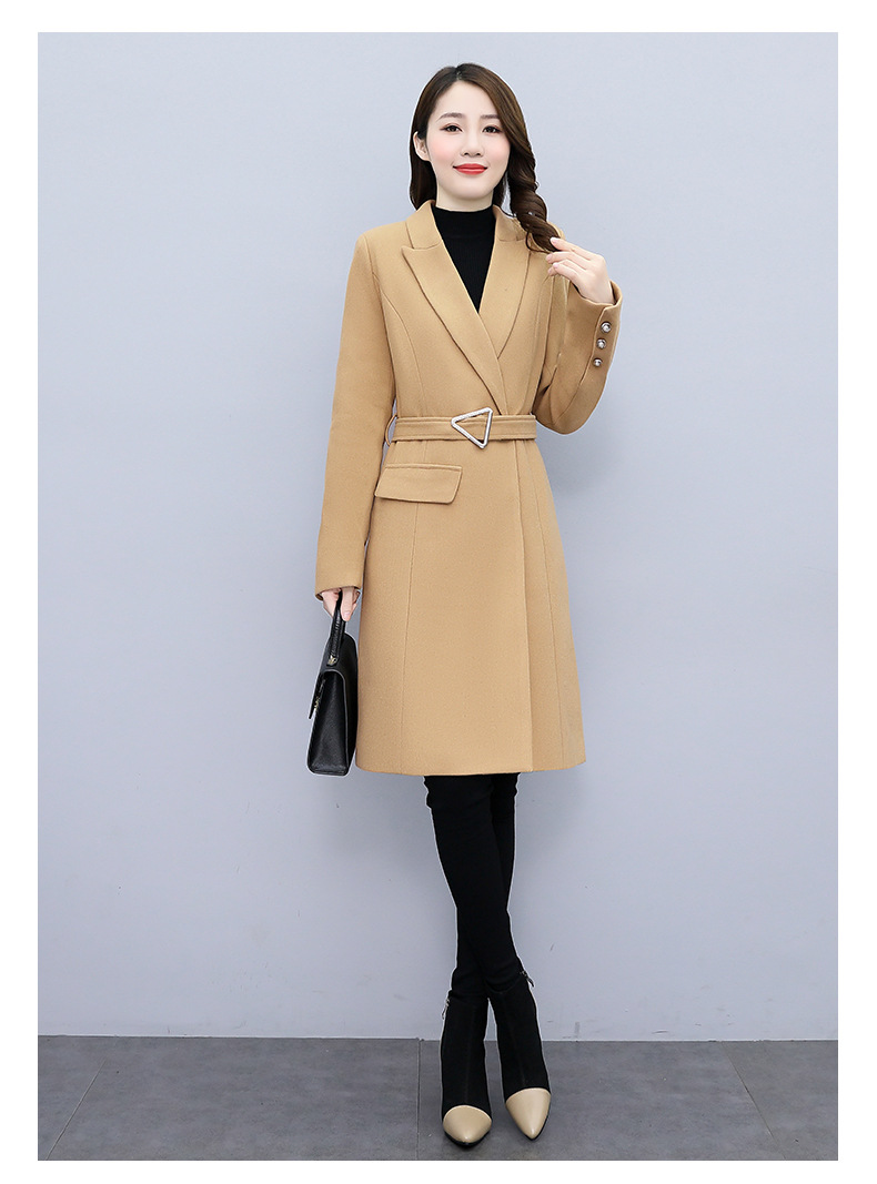 High-end woolen coat for women, mid-length, 2021 autumn/winter new style, fashionable and elegant, a slimming and form-fitting woolen coat for socialite pic 36
