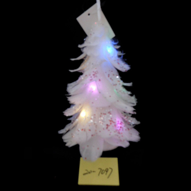 2023 New style illuminated Christmas tree feather gold powder creative cute scene decoration and environmental arrangement pic 3
