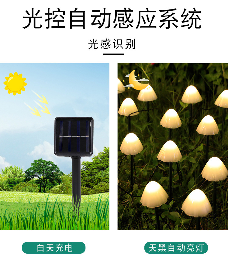 Outdoor solar-powered ground mushroom lamps, led small colored lights, flashing lights, string lights, courtyard garden, lawn decoration, Christmas lights pic 11