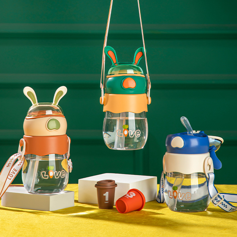 昌诺 可爱超萌兔子卡通塑料水杯儿童上学幼儿园专用2023新款学生吸管杯 塑料杯详情18