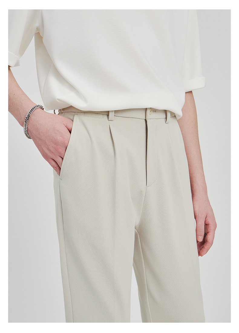 APO男装|宽松西裤男修身九分裤2024春夏抗皱直筒高级感休闲裤男详情22