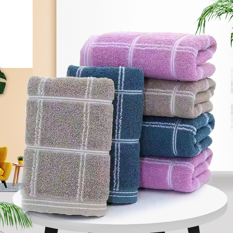 Cotton thickened plain checkered towels in stock for wholesale. Home absorbent face towels for men and women, couple face towels and washbasins, custom-woven pic 20