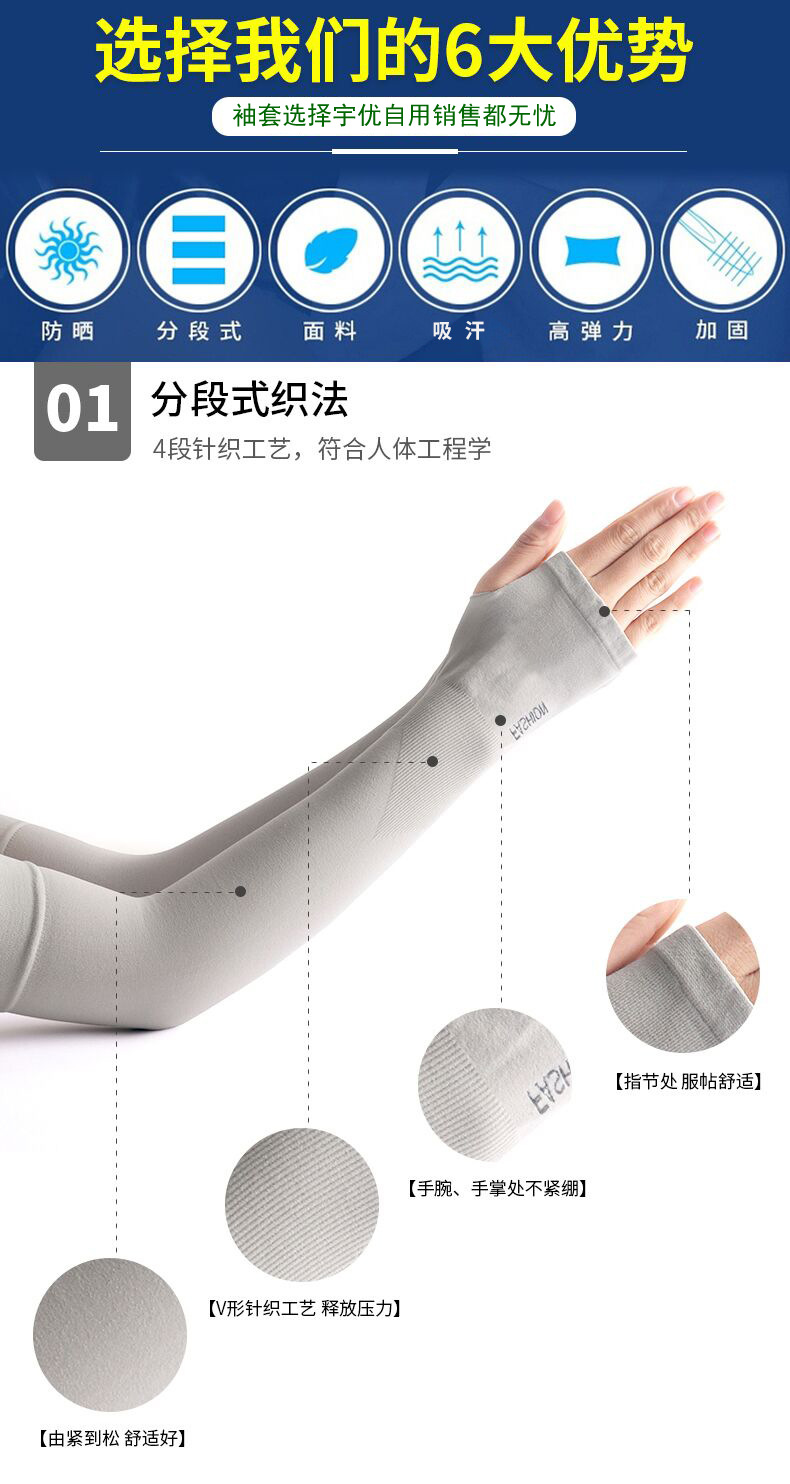 Wholesale and consignment of upgraded summer ice silk sleeve sun protection arm covers for both men and women, extended arm covers for driving and cycling pic 20