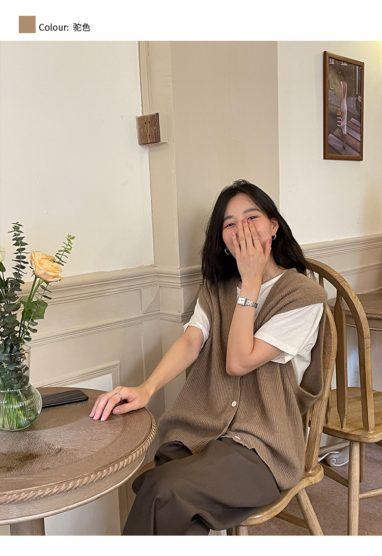 木兰时髦复古小马甲开衫女2023春季新款韩版简约针织上衣女 21507详情23