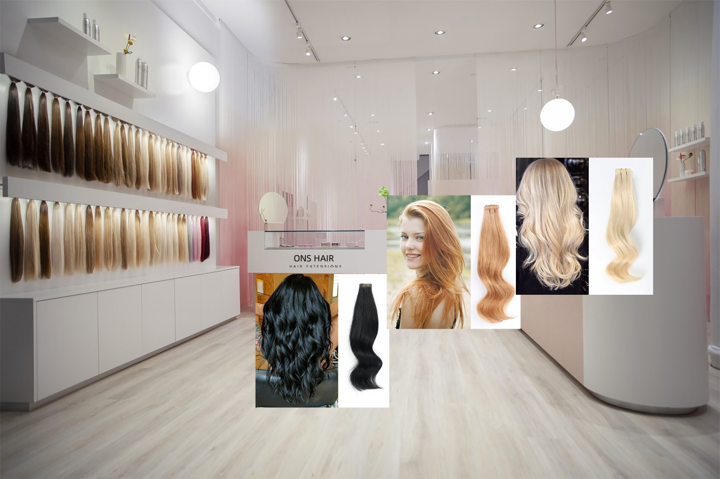 Factory stock real hair, brown hair extension strips, long straight hair, InvisibleTapeinhair, real hair film hair pic 1