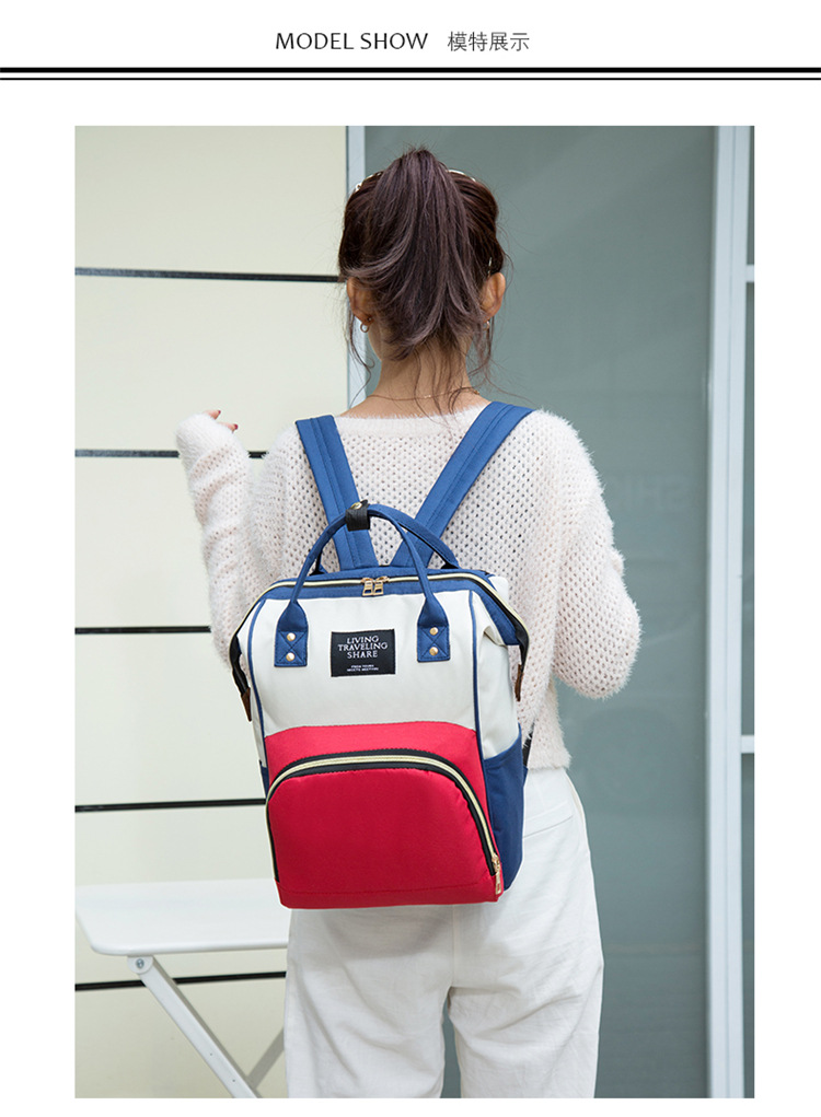 Factory-customized gift mom bag with printed patterns, large capacity, lightweight, double-shoulder mother and baby bag, waterproof maternity bag pic 11