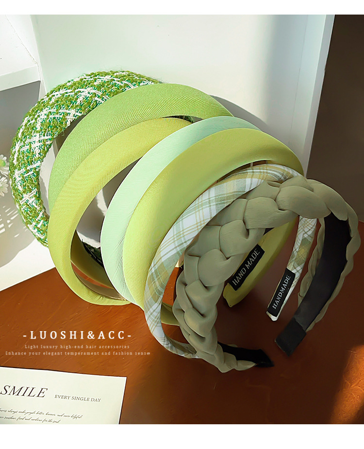 Green high top hairband for women, high-end, stylish and fashionable headband 2025 new style, versatile hairpin headwear for going out pic 6