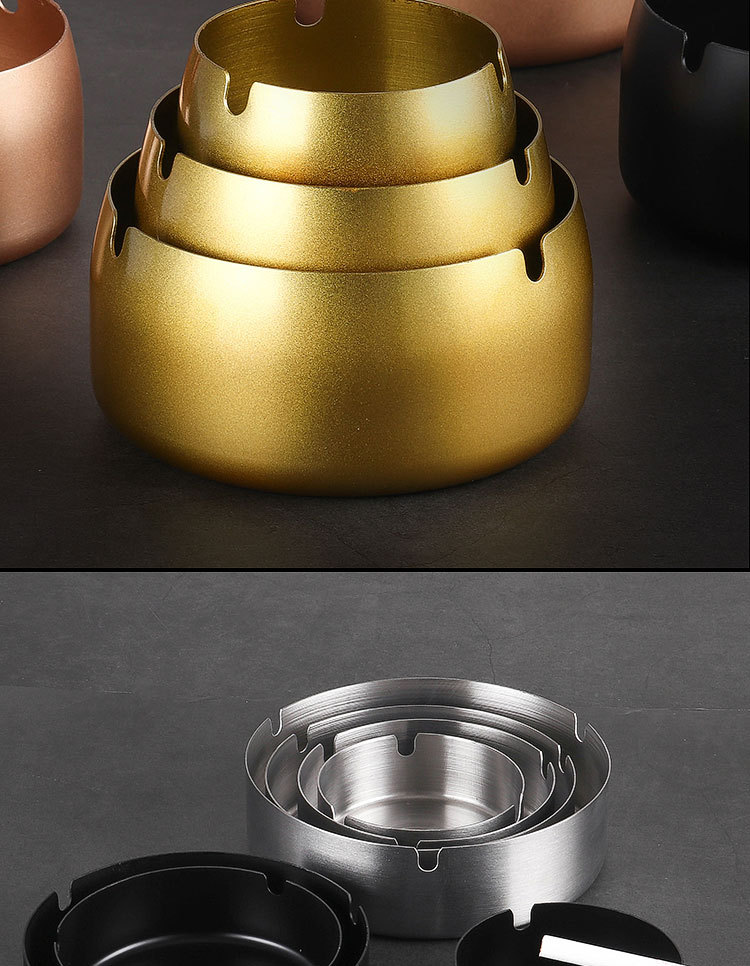 酒店家用不锈钢烟灰缸网吧家居客厅金属防风大号防摔个性烟缸创意详情22