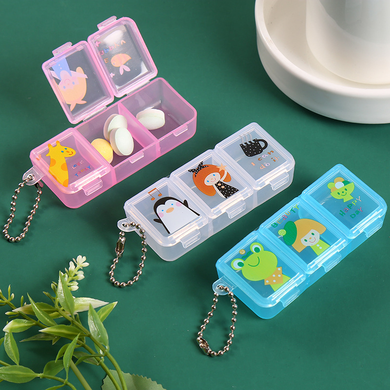 Creative cartoon pill box, simple three-compartment student one-day nutrition tablet storage box, exquisite medicine box wholesale pic 2