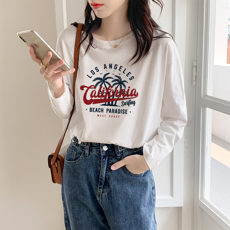 代发供货 加厚精梳纯棉春秋装女装长袖T恤印花内百搭上衣打底衫详情30