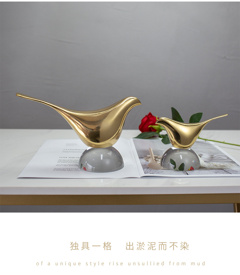 Creative pure copper bird ornaments, Nordic light luxury TV cabinet, now wine cabinet decoration, office desk handicrafts pic 25